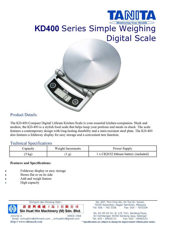 TANITA KD400 Series Simple Weighing Digital Scale