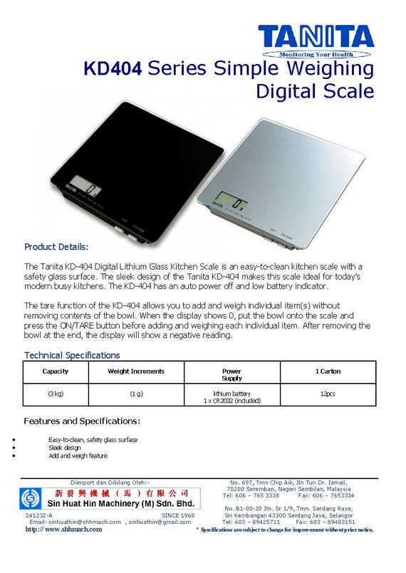 TANITA KD404 Series Simple Weighing Digital Scale