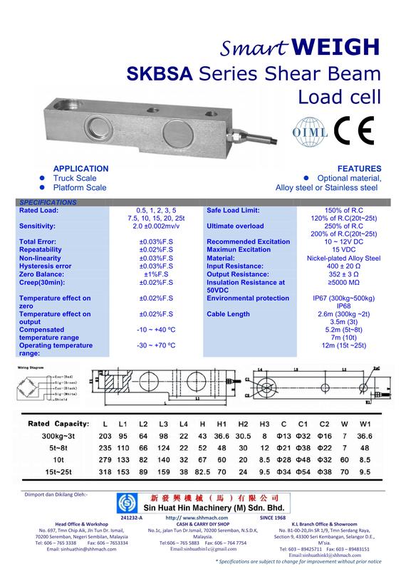 SKBSA Series Shear Beam Load cell