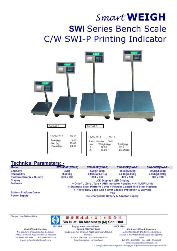 Bench Scale C/W SWI-P Printing Indicator