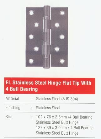 EL Stainless Steel Hinge Flat Tip With 4 Ball Bearing