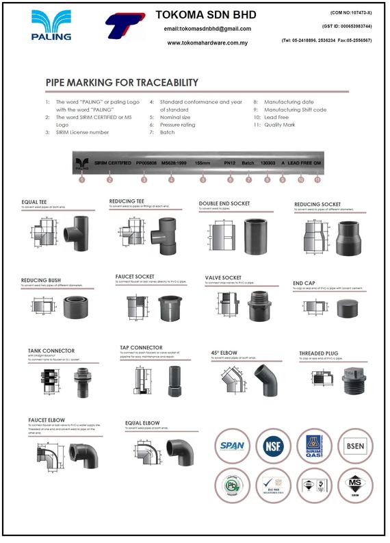 PALING (uPVC FITTINGS) SIRIM APPROVED