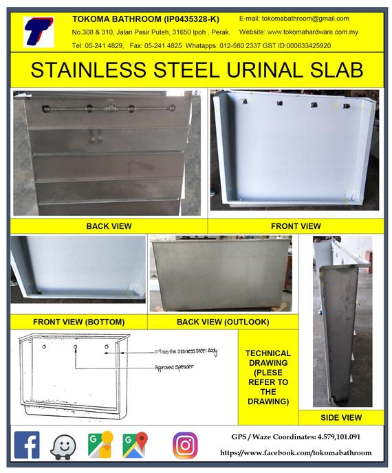 STAINLESS STEEL URINAL SLAB & WITH GRATING