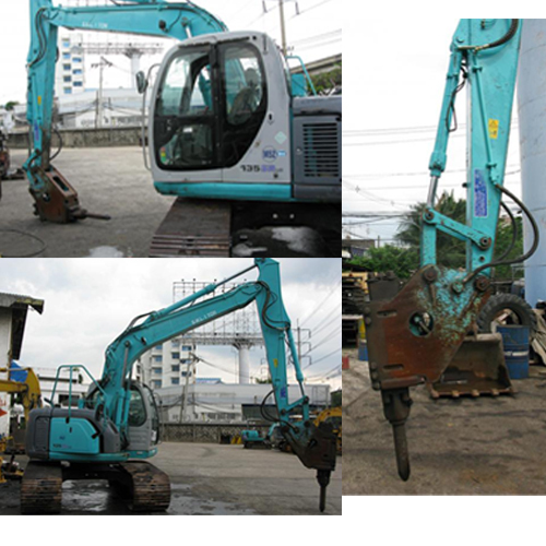 รถขุด KOBELCO SK135SR ติดตั้งเดินสายหัวกระแทก