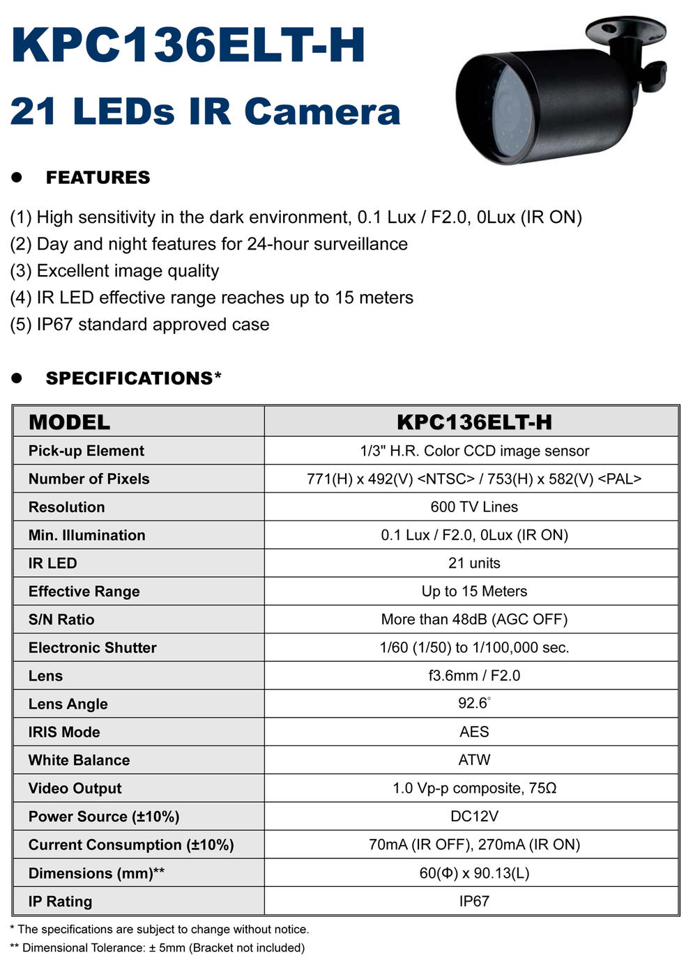 รายละเอียดสินค้า KPC136H