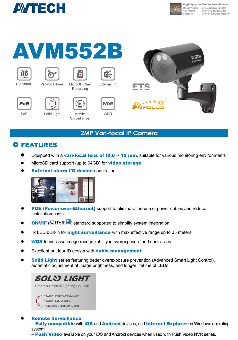 รายละเอียดสินค้า AVM552J
