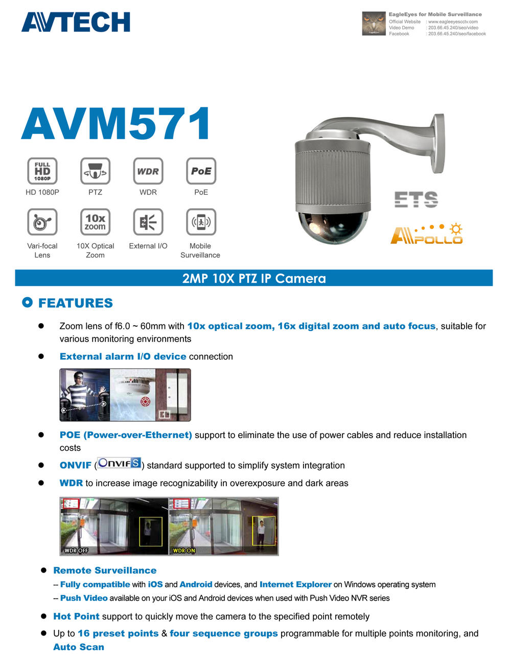 รายละเอียดสินค้า AVM571F
