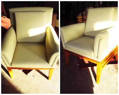 Armchair ตัวโก้ บุหนังเทียมสีเบจ