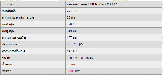 แม่แรงตะเข้ลม TIGER KING GJ-22A