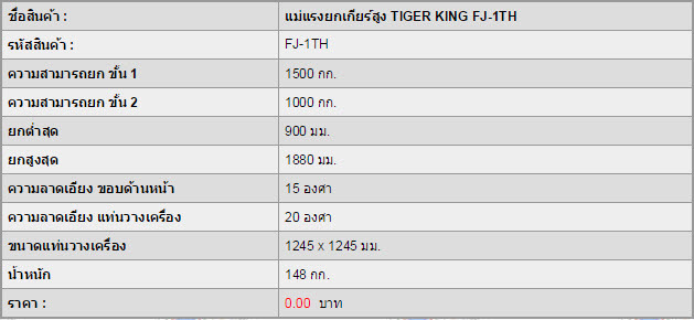 แม่แรงยกเกียร์สูง TIGER KING FJ-1TH