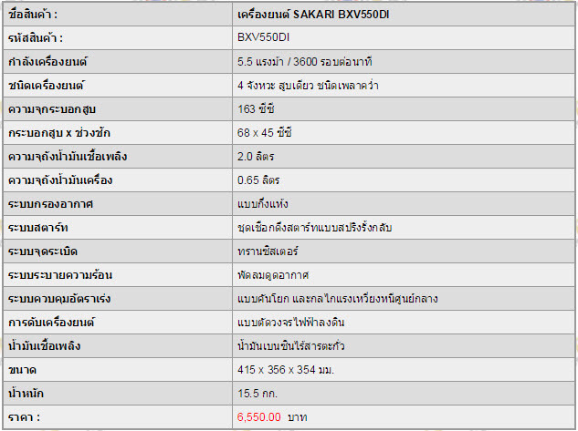 เครื่องยนต์ เบนซิน SAKARI BXV550DI