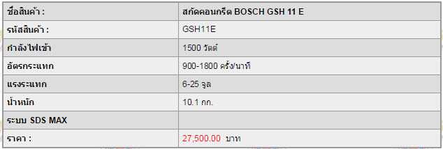 สกัดคอนกรีต BOSCH GSH 11E