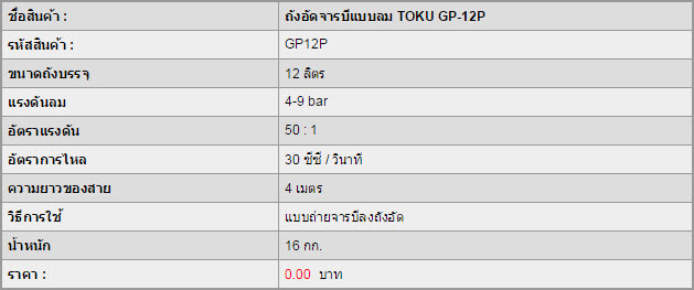 ถังอัดจารบีแบบลม TOKU GP-12P
