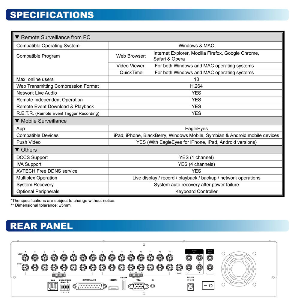 เครื่องบันทึกภาพกล้องวงจรปิด รุ่น AVC708H