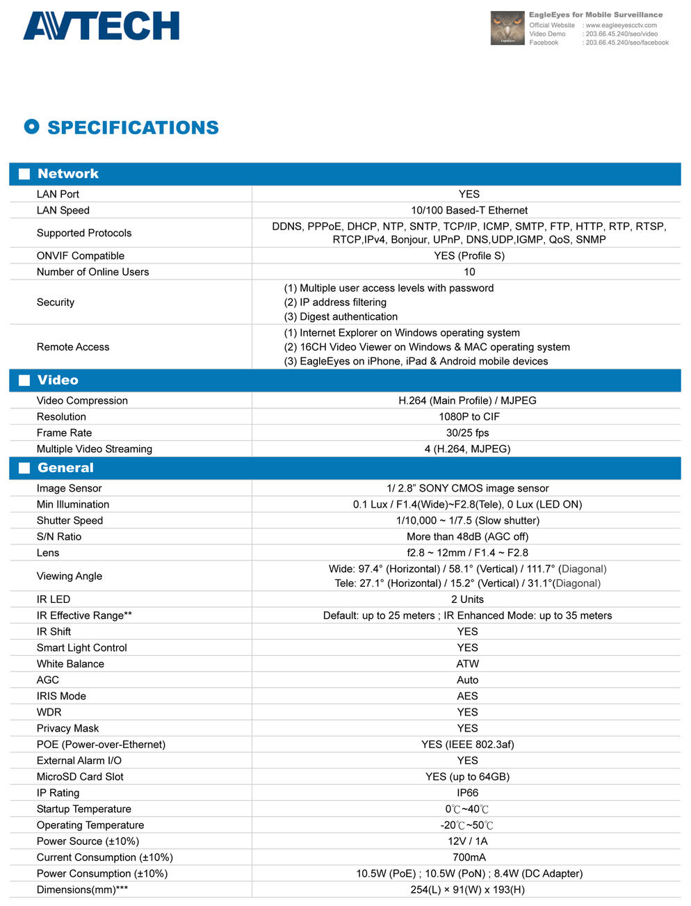 กล้องวงจรปิด รุ่น AVM552J
