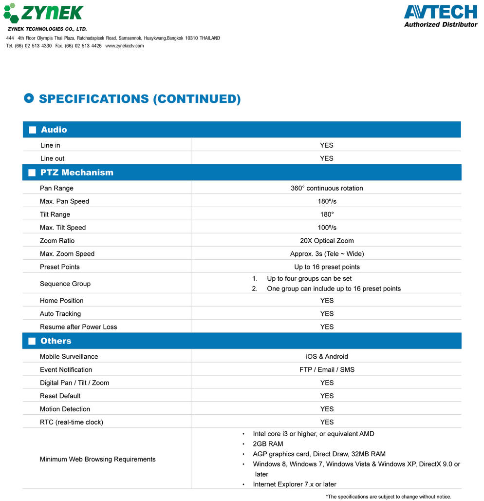 กล้องวงจรปิด รุ่น AVM583G