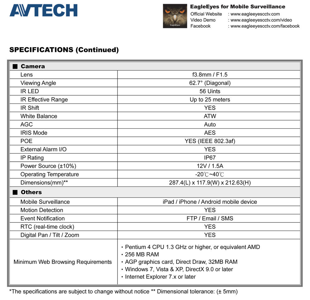 กล้องวงจรปิด รุ่น AVM365A