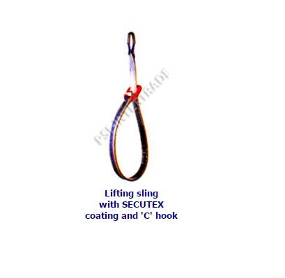Lifting sling with SECUTEX coating and 'C' hook