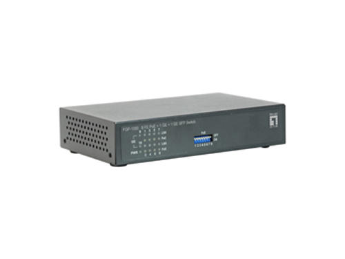 10-Port Fast Ethernet PoE Switch, 1 x RJ45 Gigabit, 1 x SFP Gigabit, 9 PoE Outputs, 115W รุ่น FGP-1000