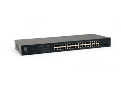 28-Port Web Smart Fast Ethernet Switch, 2 x SFP/RJ45 Combo Gigabit, 2 x RJ45 Gigabit รุ่น FGS-2800