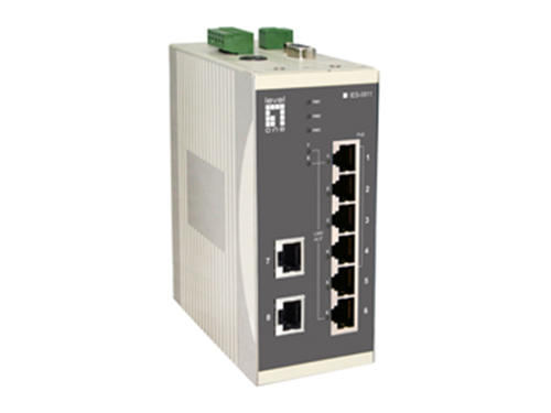 8-Port Industrial Fast Ethernet PoE Switch, 802.3af PoE, 4 PoE Outputs, DIN-Rail รุ่น IES-0811