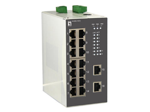 16-Port Industrial Fast Ethernet Switch, DIN-Rail รุ่น IES-1610