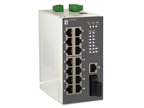 16-Port Industrial Fast Ethernet Switch, DIN-Rail, 1 x SC Multi-Mode Fiber รุ่น IES-1611