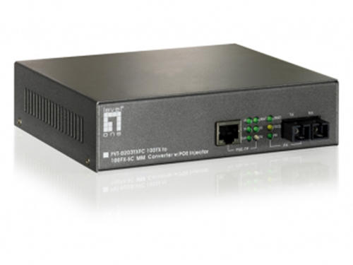 10/100BASE-TX to 100BASE-FX MMF SC PoE Converter, 15.4W รุ่น FVT-0203TXFC