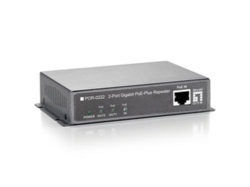 Gigabit PoE Repeater, 2 Ports, Cascade, 802.3at PoE+ รุ่น POR-0222