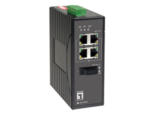 5-Port Industrial Fast Ethernet Switch, DIN-Rail, 1 x SC Multi-Mode Fiber, -40°C to 75°C รุ่น IES-0520