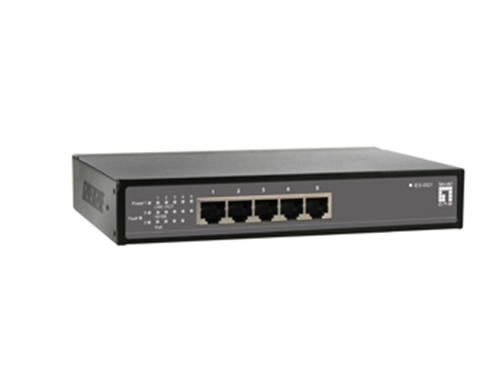 5-Port Industrial Fast Ethernet PoE Switch, 802.3af PoE, 4 PoE Outputs, -40°C to 75°C, 61.6W รุ่น IES-0521