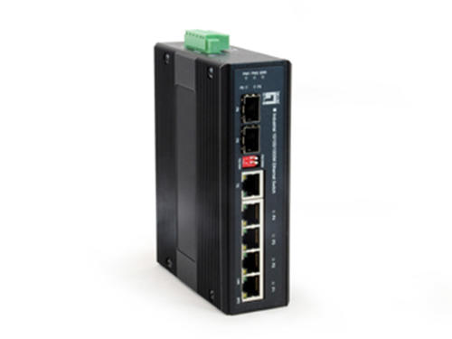 6-Port Industrial Gigabit Ethernet Switch, 1 x SFP, 1 x SFP/RJ45 Combo, -40°C to 75°C, DIN-Rail, 9-60VDC Power Input รุ่น IES-0600