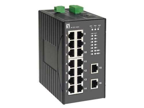 16-Port Industrial Fast Ethernet Switch, DIN-Rail, -40°C to 75°C รุ่น IES-1620